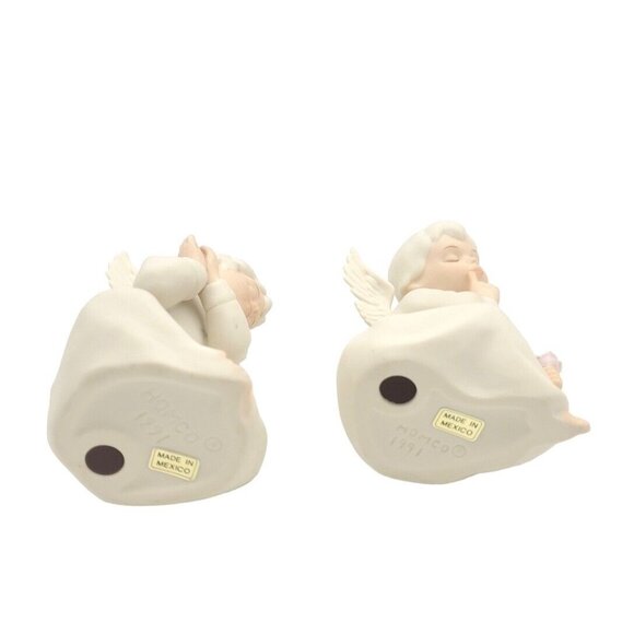 Vtg 1991 Angel Cherub Sitting With Rose Porcelain Figurines Set 2 HOMCO Mizuno - Picture 7 of 9